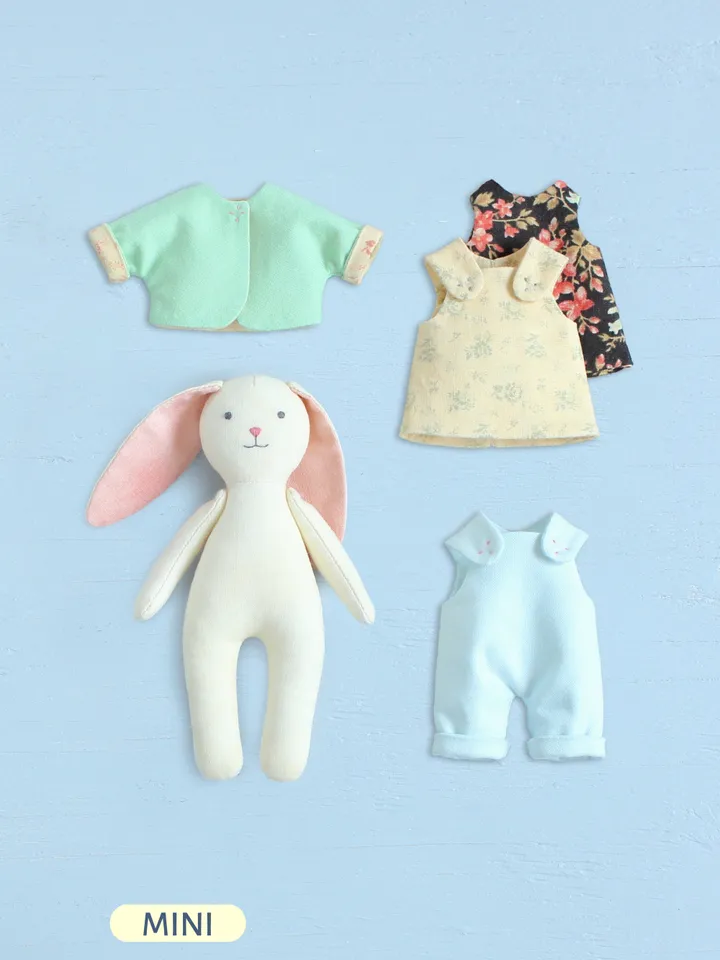 PDF Mini Bunny Doll with Set of Clothes Sewing Pattern