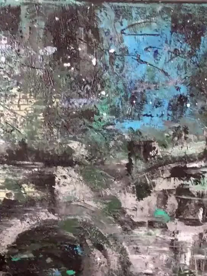 Abstract car painting,acrylic mix media painting,stretched canvas,textured background.