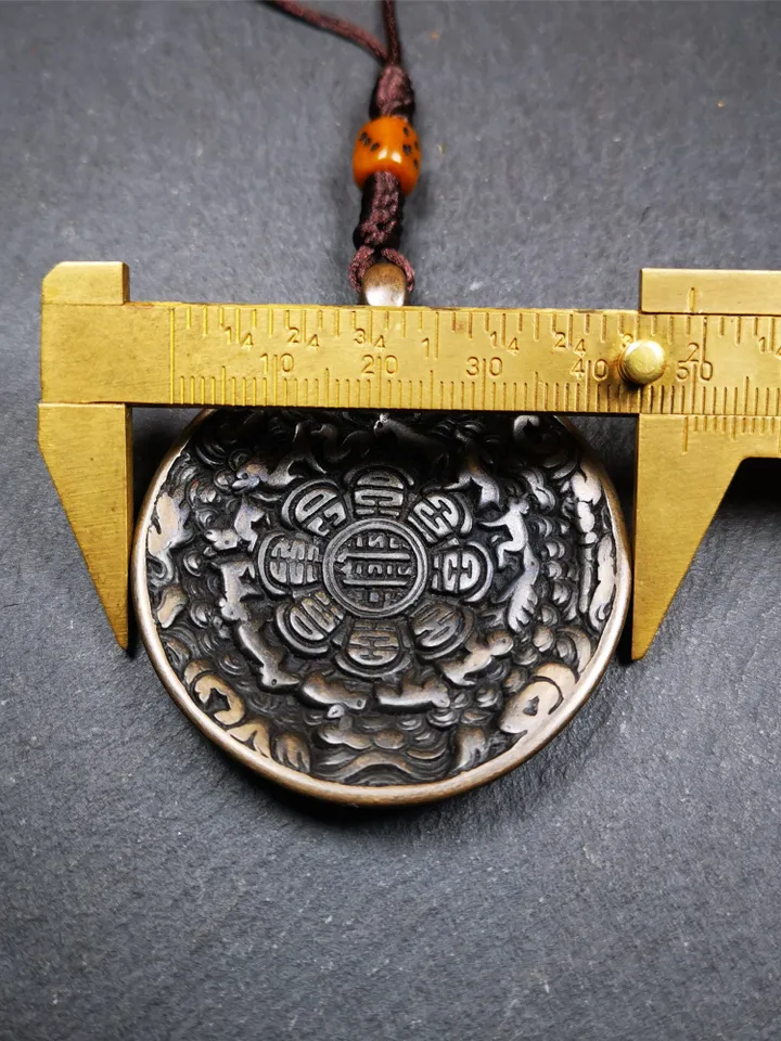 Gandhanra Antique SIPAHO(srid pa ho) Amulet, Tibetan Buddhist Astrology Calendar Badge,12 zodiac Melong Mirror, Jiugong Bagua,30 Years Old