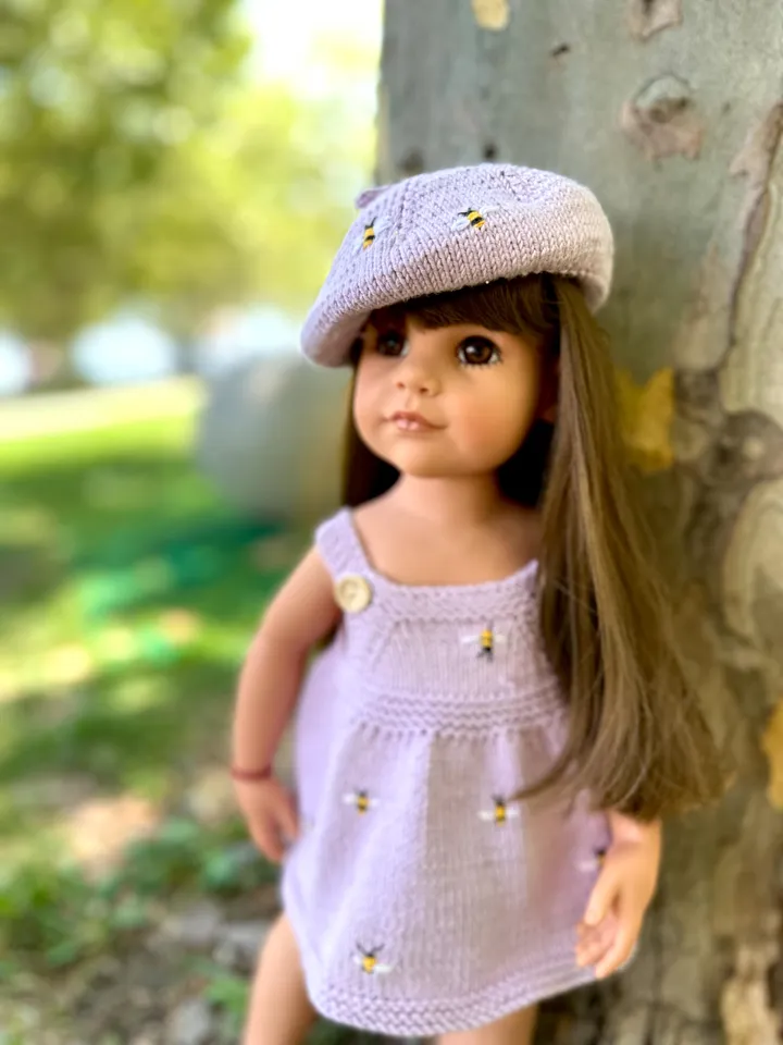 GOTZ SET Bee sundress & Beret: Exclusive Handmade Outfit, American Girl, OOAK