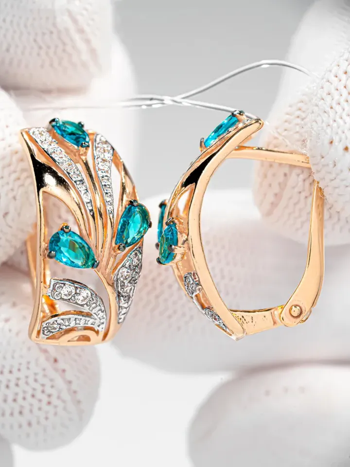 Earrings Silver gold plated 925 assay value with topaz