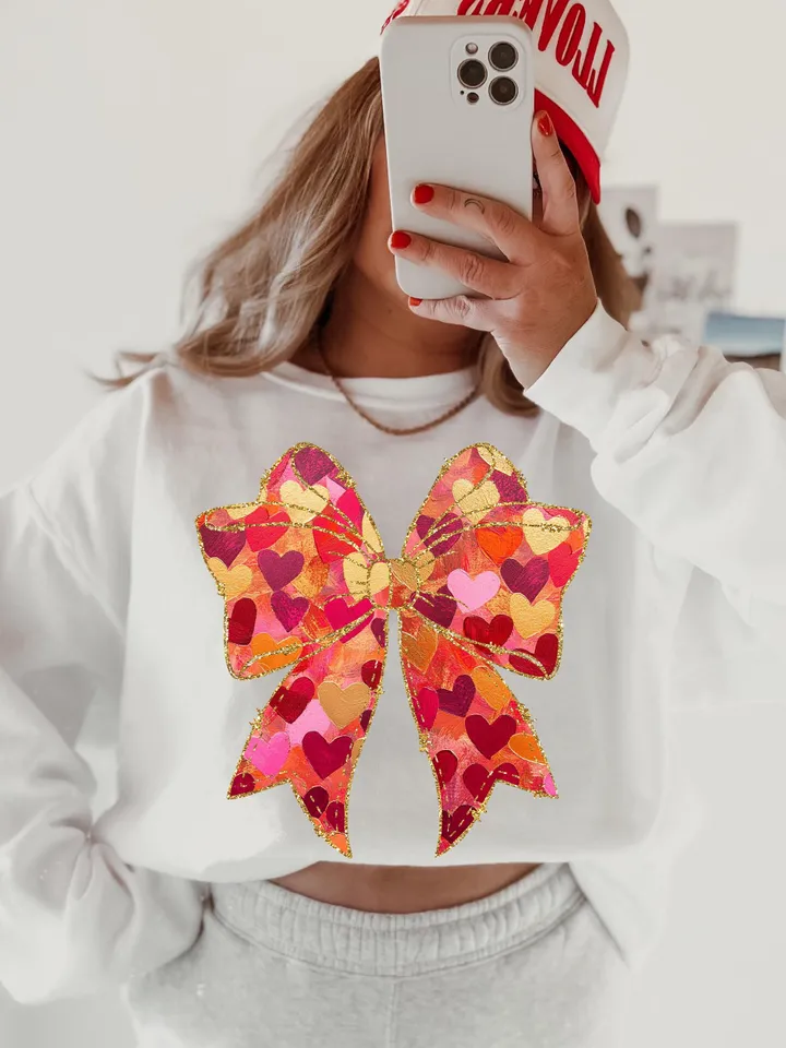 Valentine Day Heart Bow Brushstroke png, Valentine png, Valentines day Png, xoxo png, valentine png designs, Coquette Valentine Png Trendy