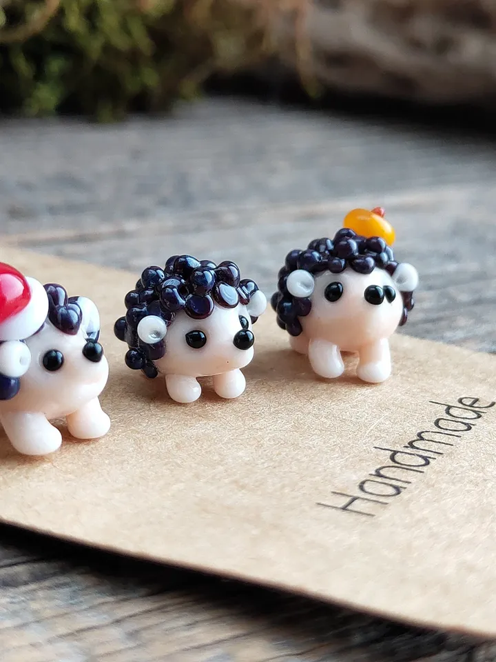 MINIATURE ANIMALS Hedgehog figurine Hedgehog miniature Baby Hedgehog Glass Hedgehog decor Hedgehog gift Tiny Hedgehog Fairy garden animal