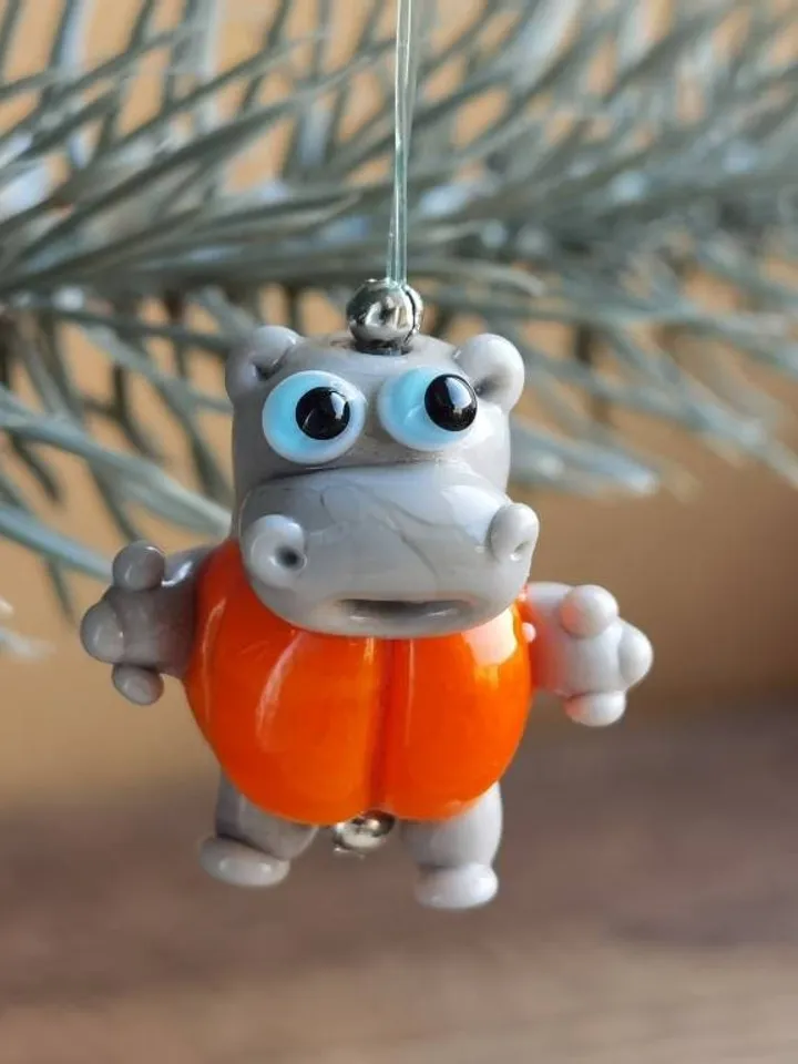 Hippo gifts Hippo ornament Hippo miniature Hippo figurine Hippo art Hippo Christmas Hippopotamus statues Begemoth figurine Glass hippo