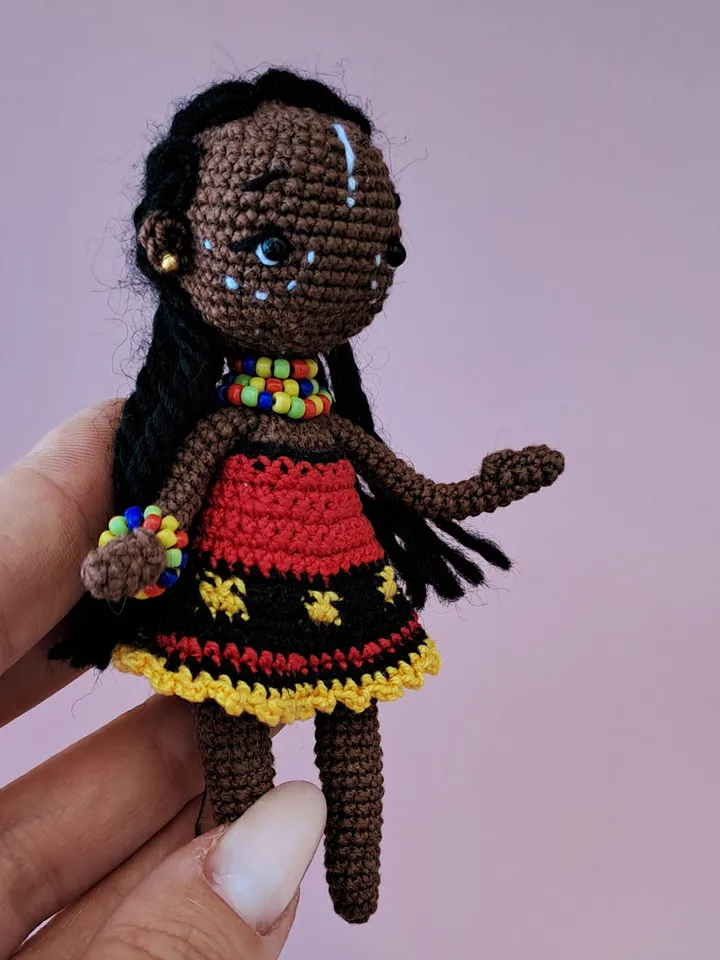 Pattern african baby doll, crochet african doll, pattern little african doll, crochet black doll
