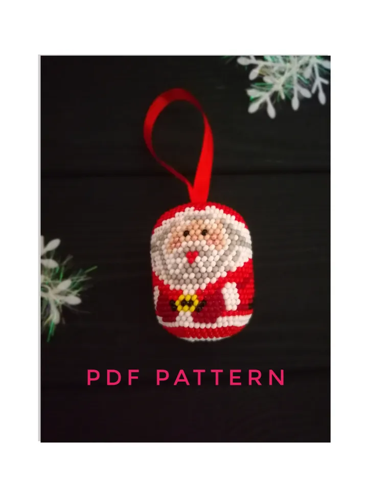 PDF PATTERN Bead ball toy for Christmas tree , Santa figurine , Santa Claus with christmas tree , santa claus beaded
