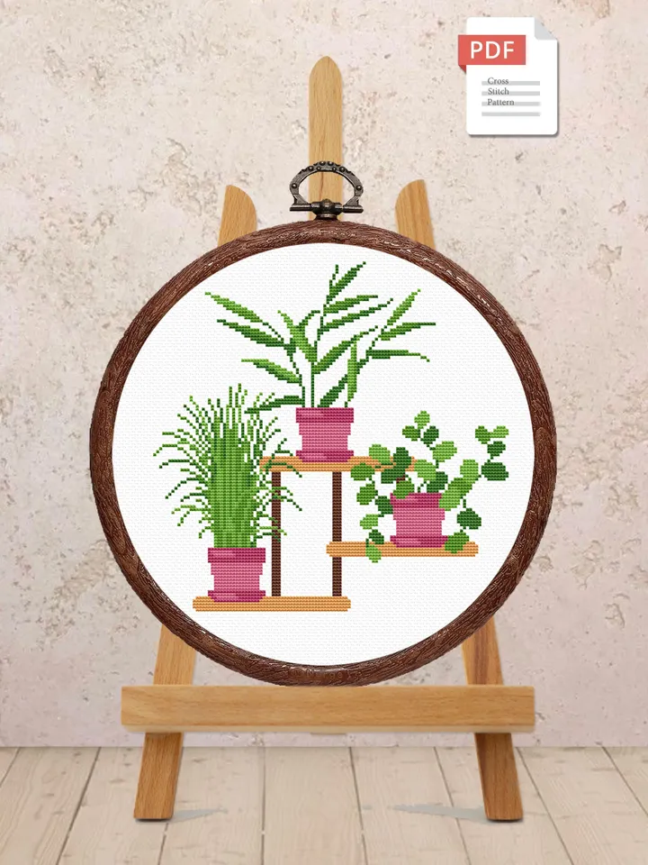 Potted Flowers Cross Stitch Pattern, Flower Cross Stitch Pattern, Embroidery Potted Flowers, Flowers xStitch, Potted Flowers xStitch #flw020