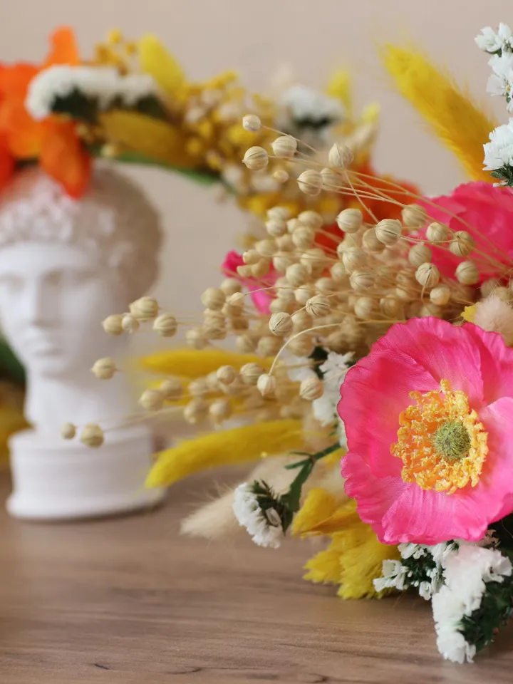poppy flower crown,Singles Day,Yellow and orange wedding crown,birthday crown, dried flower crown, personalized gift,