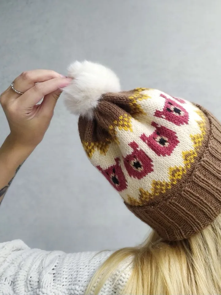 Beautiful warm woolen jacquard hat