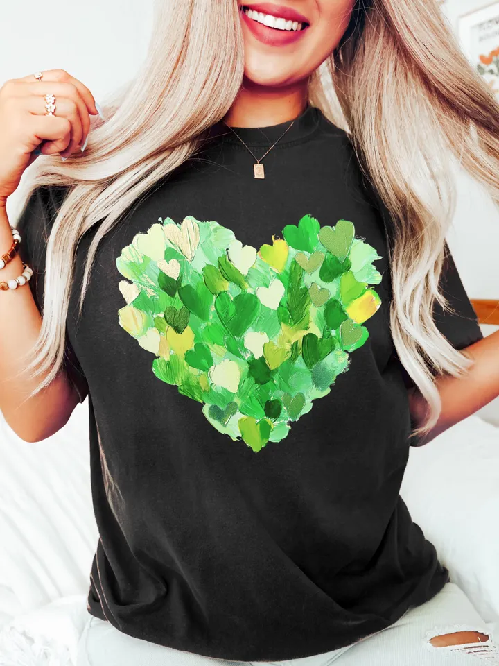 St. Patrick’s Day Heart Brushstroke png, 4 leaf clover png, St Patrick's Day png, Irish png, Shamrock png designs, Coquette st patrick Png