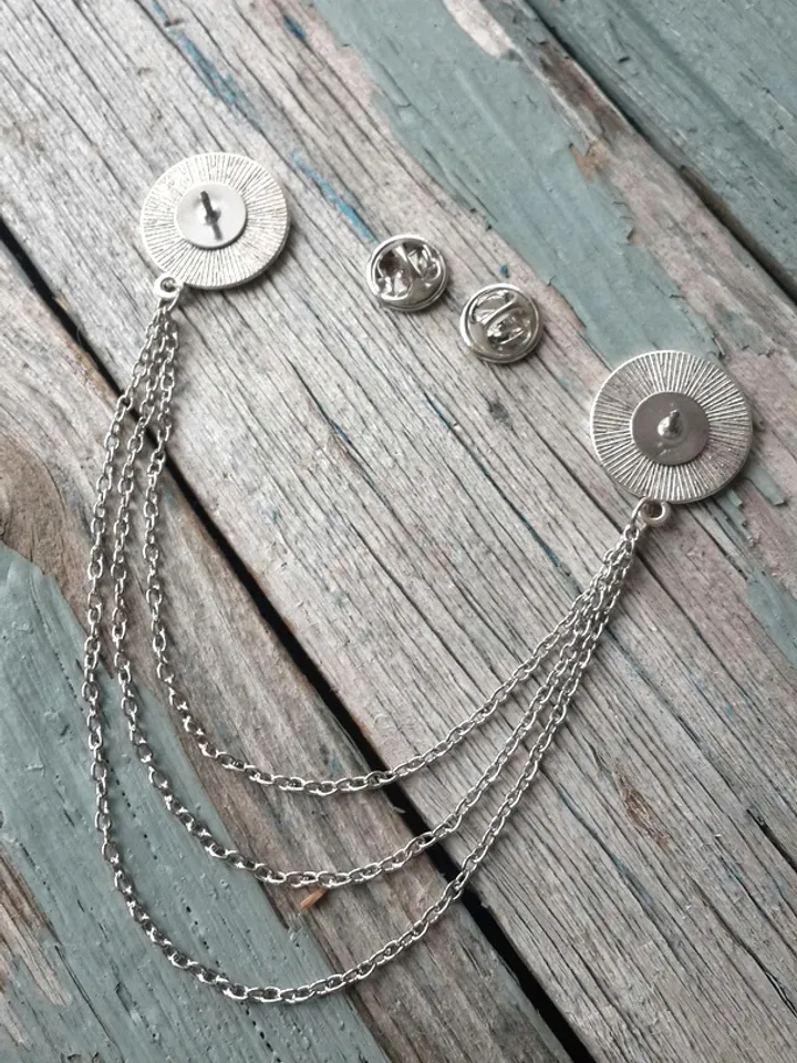 Full Moon Brooch Collar Pin with chain