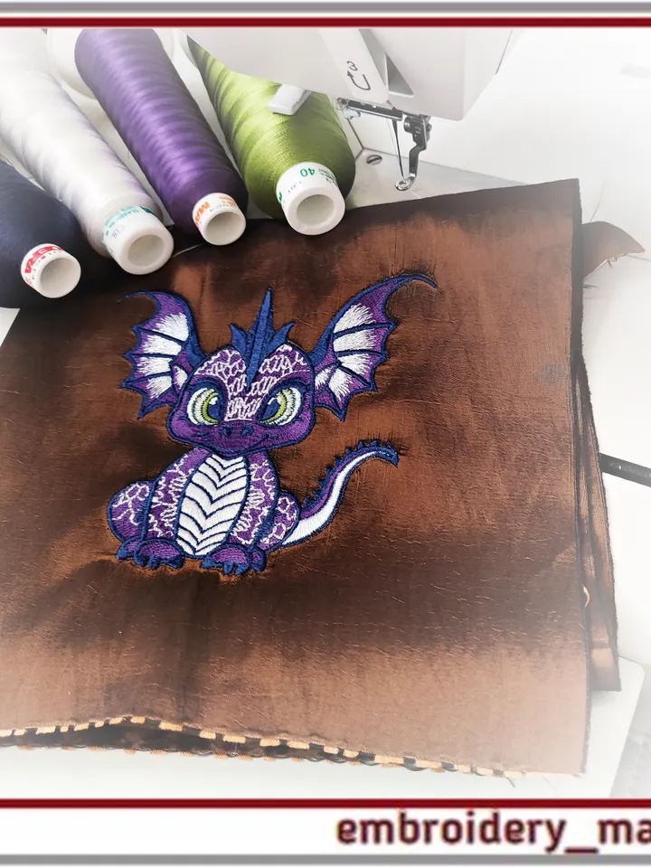 Purple Dragon art Digital Machine Embroidery Design by Embroidery Manavi 05