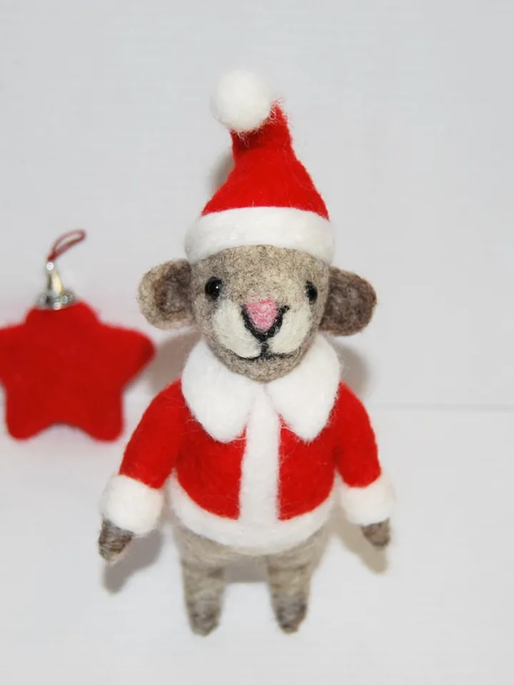 Felted Mouse Santa/Holiday figurine/Felt Christmas mouse/Santa Claus/Christmas gifts/Christmas decor/Christmas mice/Handmade gift/Gift idea
