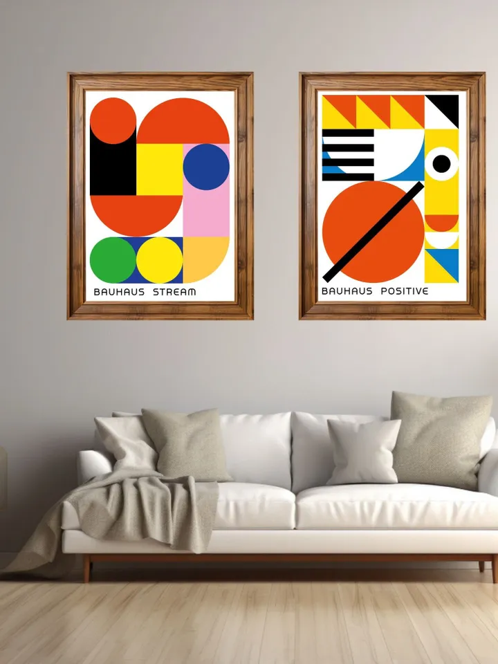 Bauhaus poster set of 15 premium printable wall art prints mid century modern minimalist abstract geometric bundle digital download poster