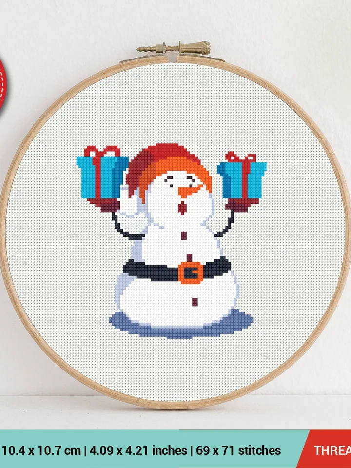 Bundle of 3 Funny Snowman 2022 New Year Cross stitch pattern | Embroidery Pattern | Instant Download | Embroidery Designs