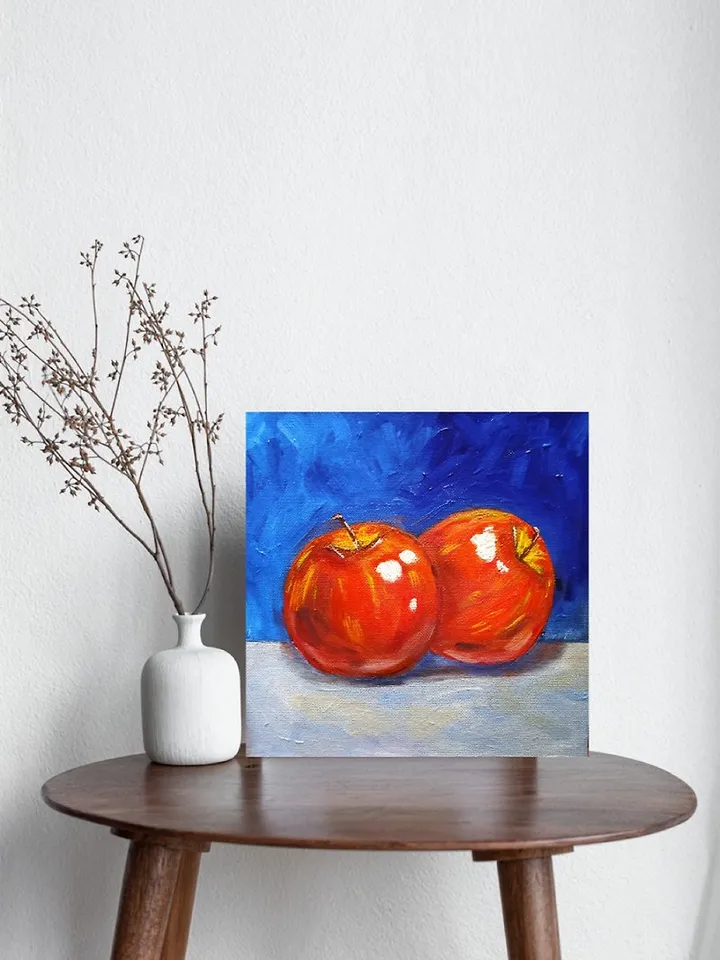 Still Life Bright Red Apples Original Oil Painting Fruit Painting Fruit Art