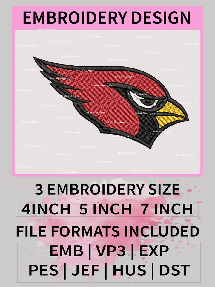 Arizona Cardinals Embroidery Files, NFL Logo Embroidery Designs, NFL Cardinals, NFL Machine Embroidery Designs