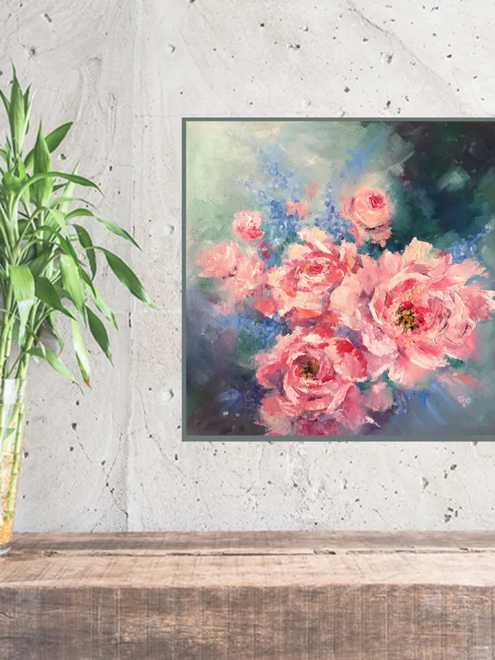 Original Oil Painting Peony Flowers Painting Abstract Flowers Wall art
