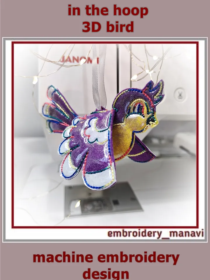 In The Hoop Felt Bird – Christmas Applique Embroidery Design (4x4 Hoop) by Embroidery Manavi 05