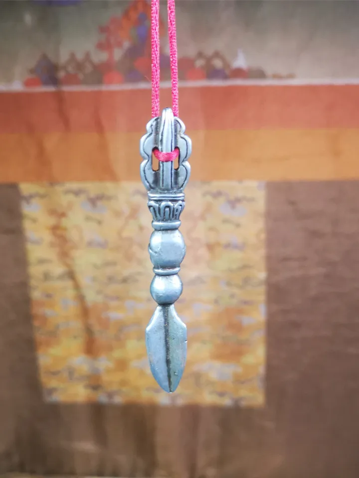 Gandhanra Handmade Phurba Amulet,Kila - Dorje Phurba,Tibetan Budhist Ritual Implement Pendant,Made of Cold Iron,3.0"