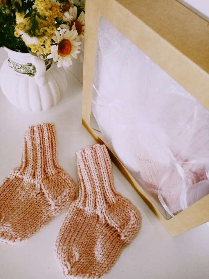 Knitted Socks for Newborns 2 pairs 6 months - 1 year 4.3 in Handmade for a Baby