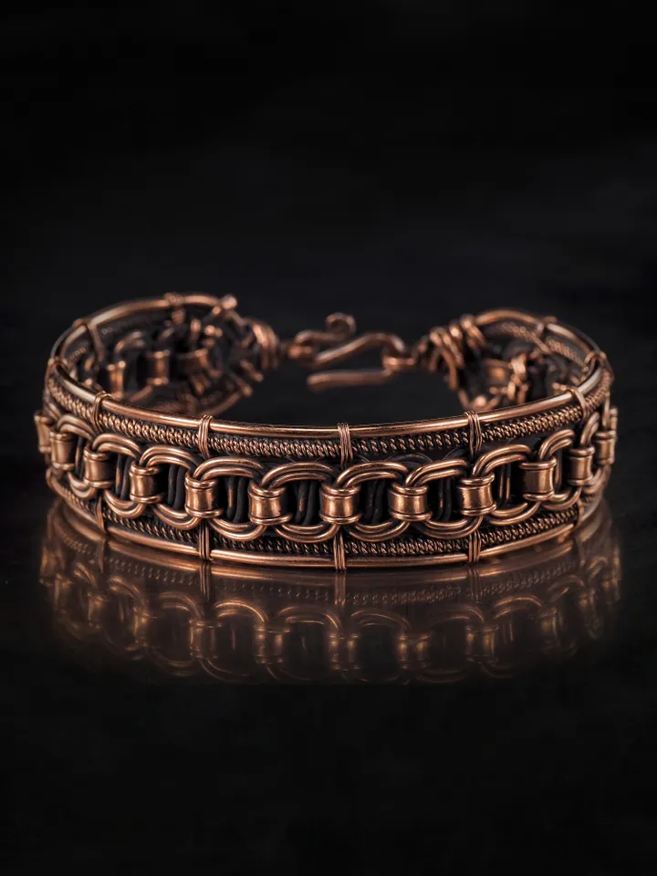 Woven copper wire bracelet Antique style handcrafted copper jewelry Unique gift