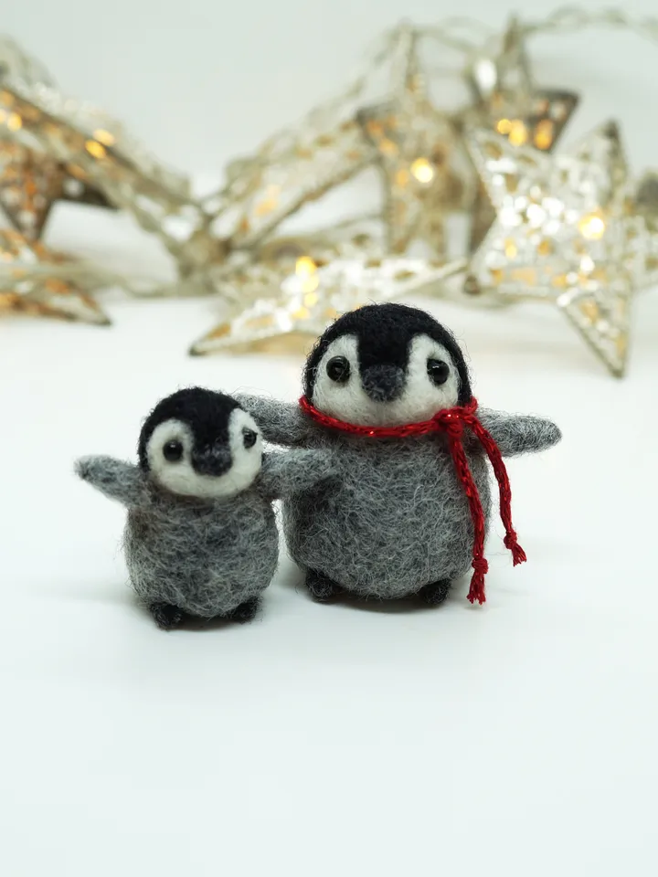 Tiny needle felted baby penguin, felted miniature, made to order