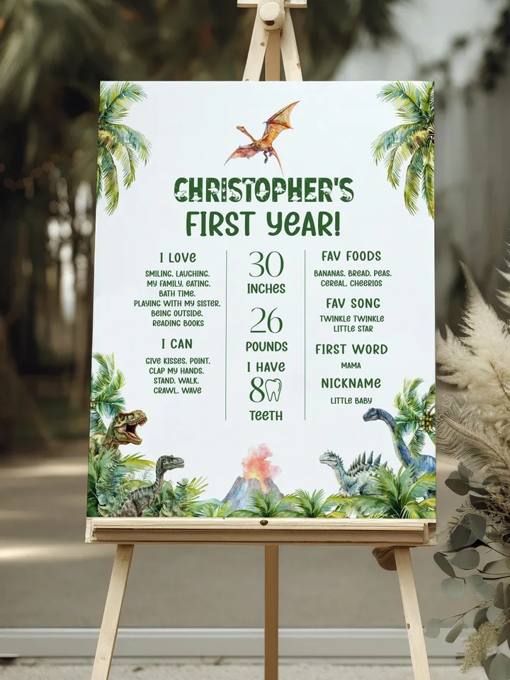 Dinosaur Welcome Sign Printable, Dinosaur 1st Birthday Welcome Sign, Dino Birthday Welcome Sign Template, Boy 1st Birthday Welcome Sign i100