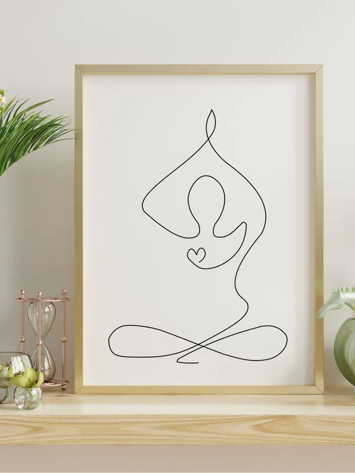 Yoga Wall Art, Lotus Pose, Yoga Art Print, Yoga Lotus Pose, Yoga Design, Yoga Line Art, Yoga Poster, Yoga Pose, Yoga Studio Decor, Yoga