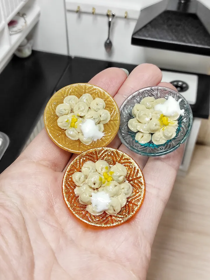 Realistic dumplings, miniature ravioli, food for dolls, doll's house, 1 6 scale, mini food, barbie food, small food