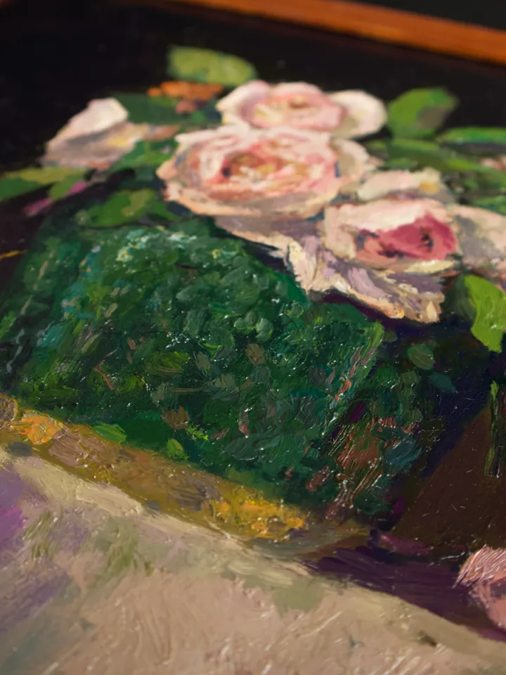 Painting flowers in a vase, original art oil painting