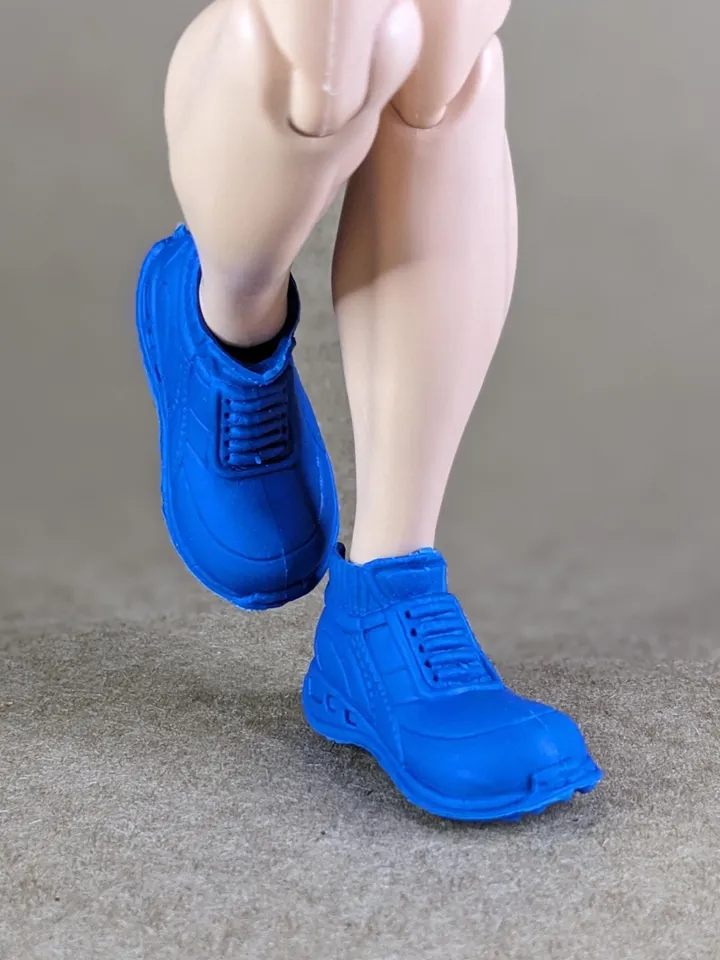 Blue lace-up boots for wide feet for 1/6 scale male dolls