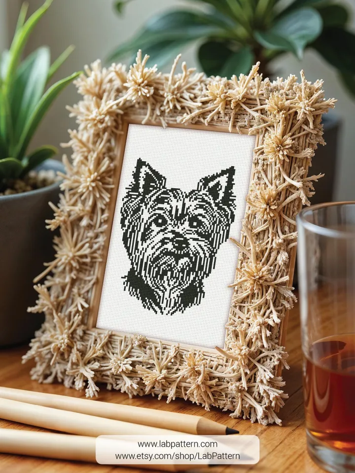 Yorkshire Terrier silhouette Cross stitch pattern, dog breed, puppy, animals, beginner counted, gift DIY, embroidery, instant PDF, Digital