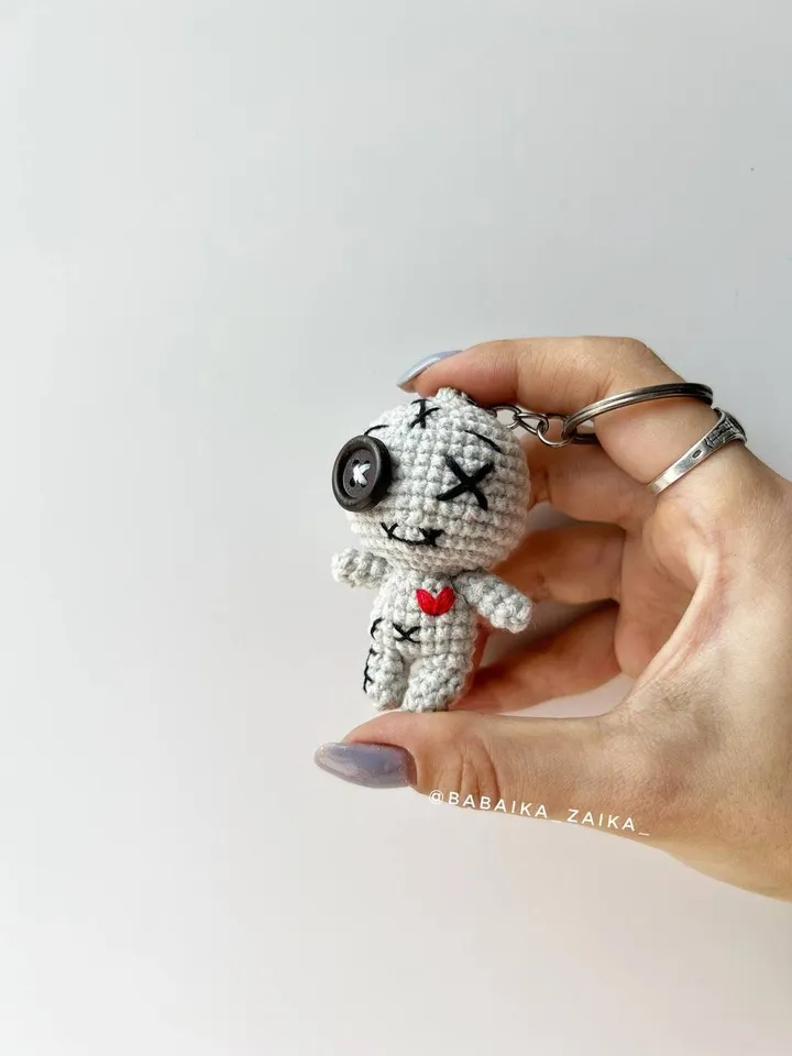 PDF Crochet Voodoo Doll Pattern, Keychain Pattern Amigurumi, Cute Voodoo Doll, little goth doll, baby voodoo, Amigurumi Voodoo Doll tutorial