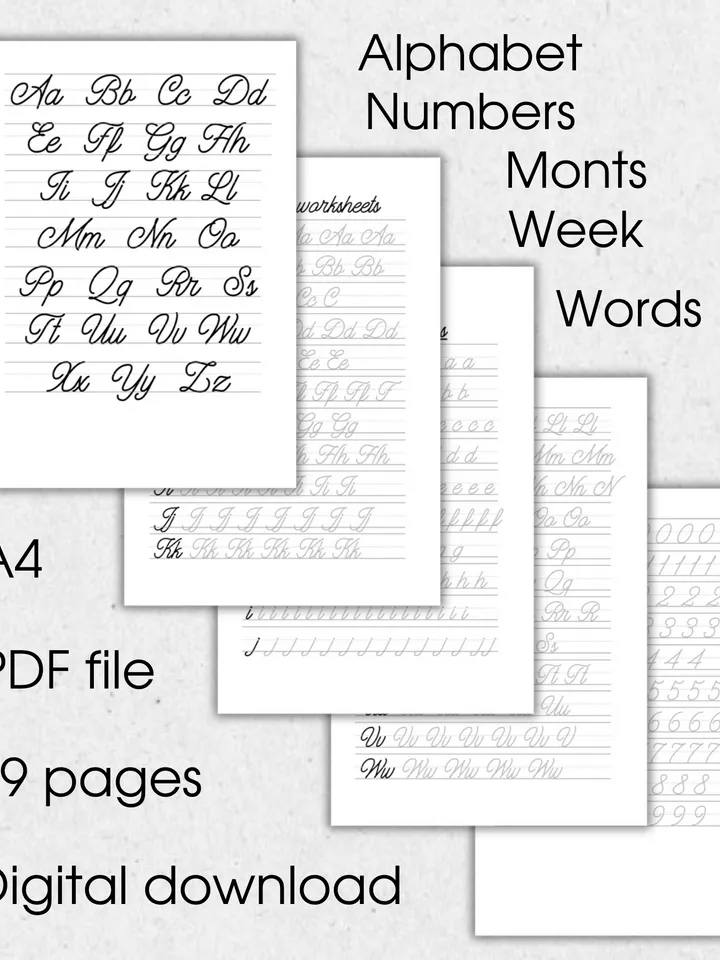 Calligraphy Handlettering Practice Sheets, lettering worksheets, Calligraphy tutorials
