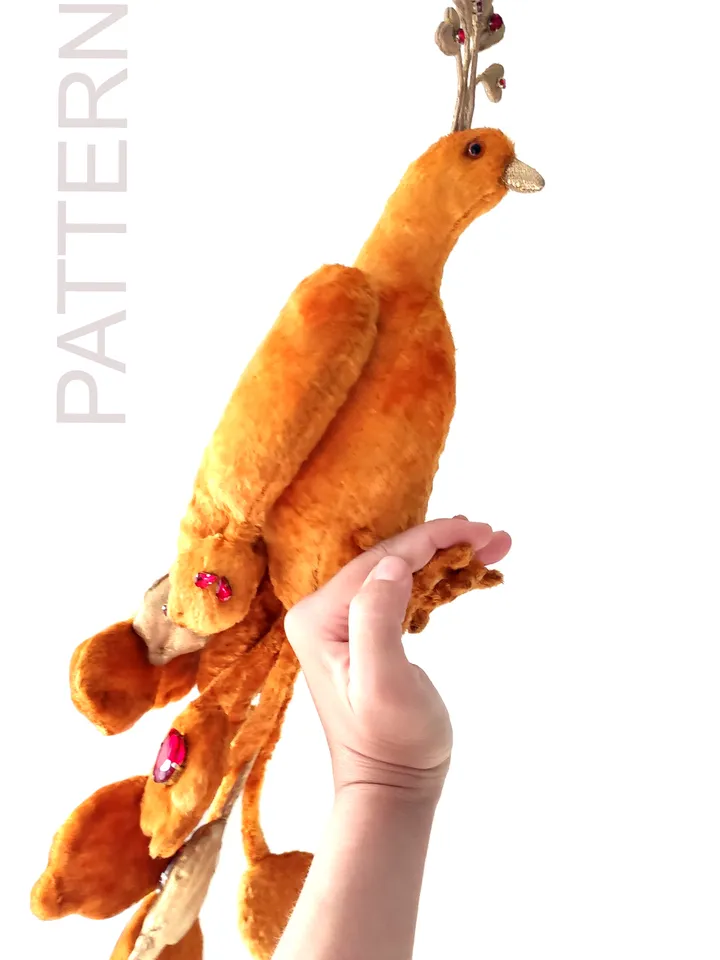 PDF Sewing Pattern 20" Firebird Gold Egg DIY Russian Fairy Bird Folk Tales/ Phoenix Bird Toy sewing pattern instructions
