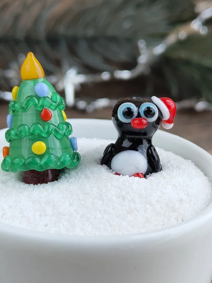 MINIATURE ANIMALS Penguin figurine Penguin miniature Baby penguin Glass penguin decor penguin gift Tiny Penguin Glass figurines Ornaments
