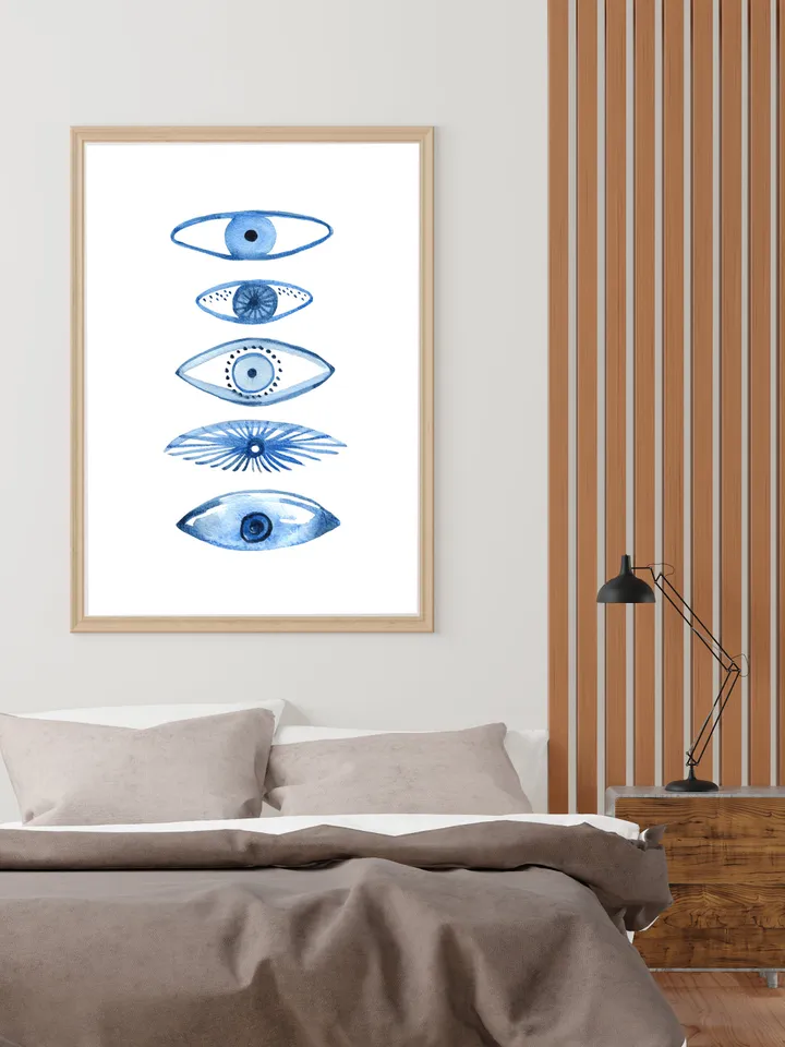 Evil Eye Print Blue Evil Eye Nazar Poster Evil Eye Wall Decor Abstract Eye Drawing Boho Eye Art Print Turkish Evil Eye Art Poster Best Gift