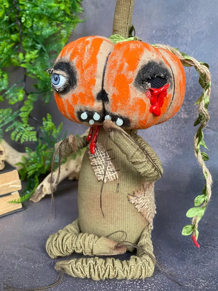 Primitive pumpkin for horror Halloween party