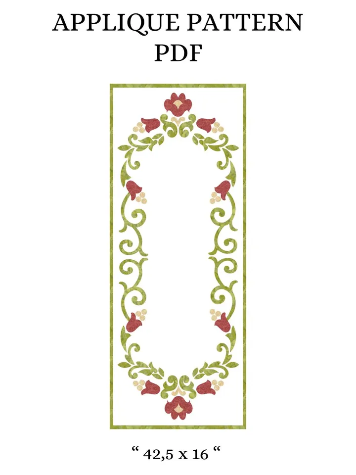 Floral Elegance Table Runner – Appliqué Pattern PDF