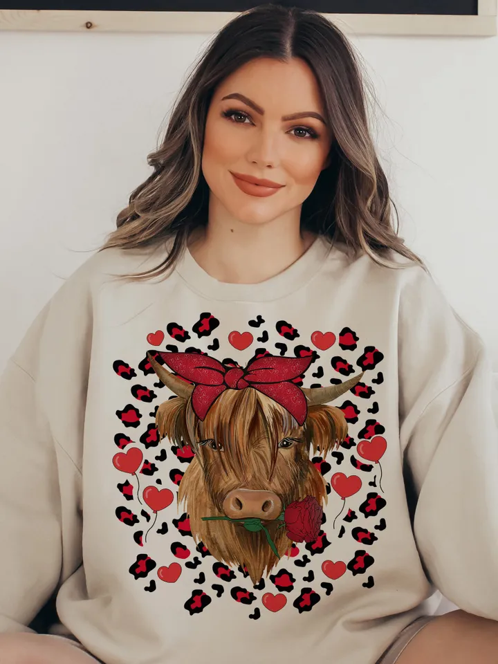 Heifer Valentine Png - Highland Cow Valentine Png - Valentine Day Western Country Png - Love Cow Valentines Day Png
