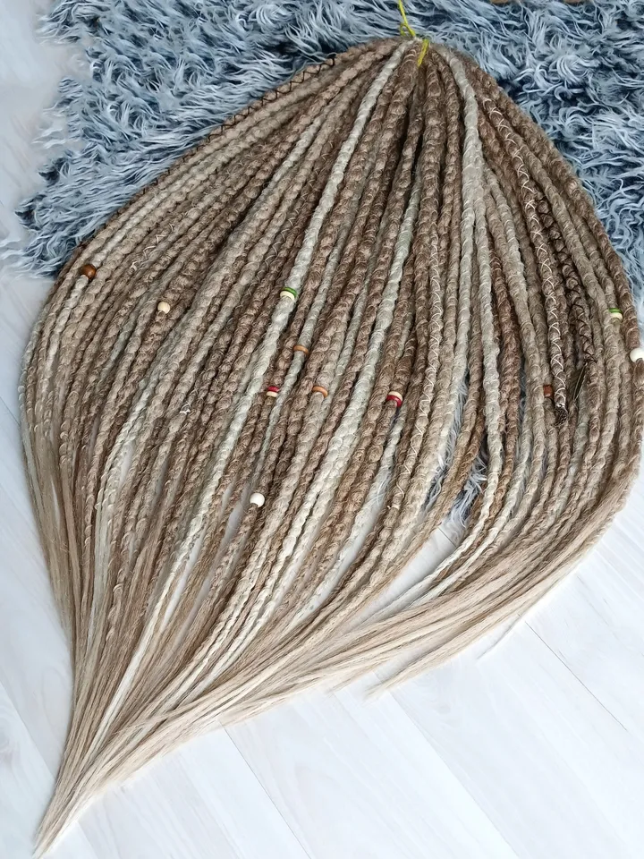 Honey blonde mix Synthetic Dreadlock extensions  Double or Single Ended dreads Natural look boho hairstyle Fake dreads Faux locs