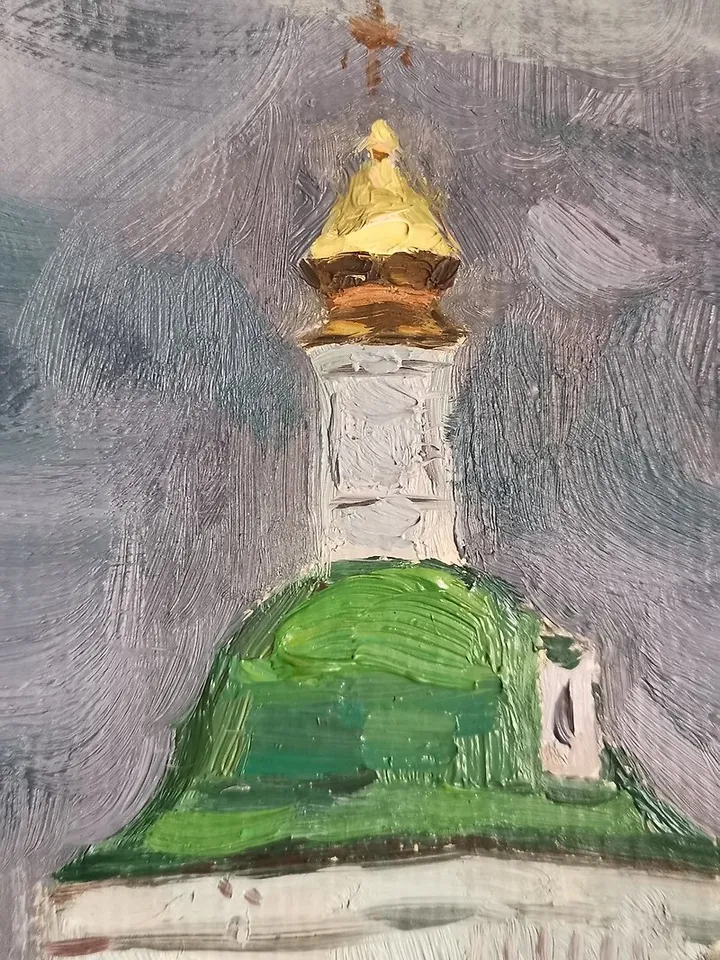 Church Painting Original Painting Canvas Painting Landscape Painting