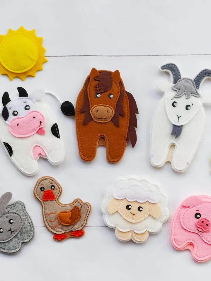 Farm Quiet Book Pattern, Felt book template, Felt farm animals pattern, Felt finger puppet pattern, Felt pattern PDF for toddler