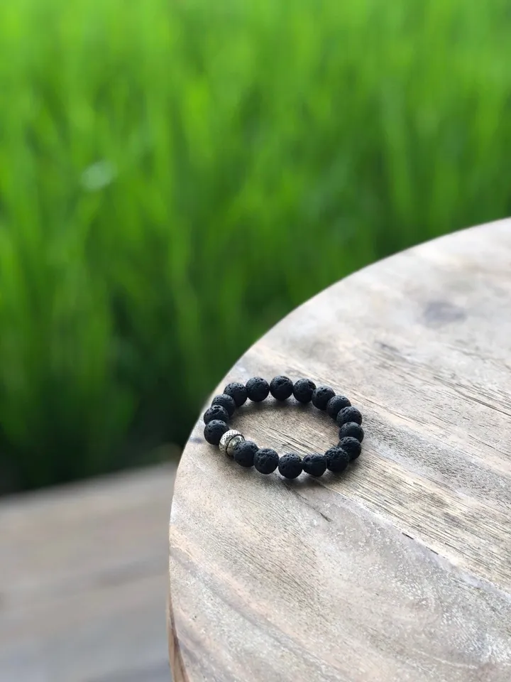 Genuine Lava Stone Woman Bracelet | Bali Jewerly | Black Gemstone Bracelet | Mala Bracelet | Aroma Bracelet | Brutal Bracelet Bead Black