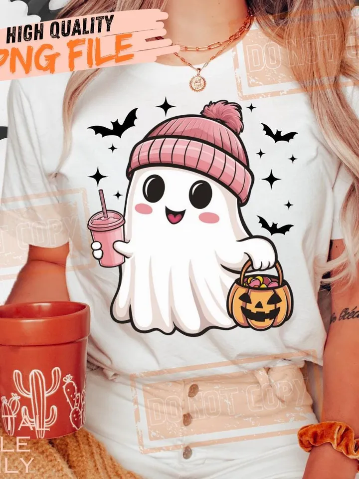 Cute Ghost Png, Halloween Png, Coffee Png, Cute Halloween Png, Spooky Cute Png, Spooky Png, Coquette Png, Kawaii Ghost Png, Baby Ghost Png