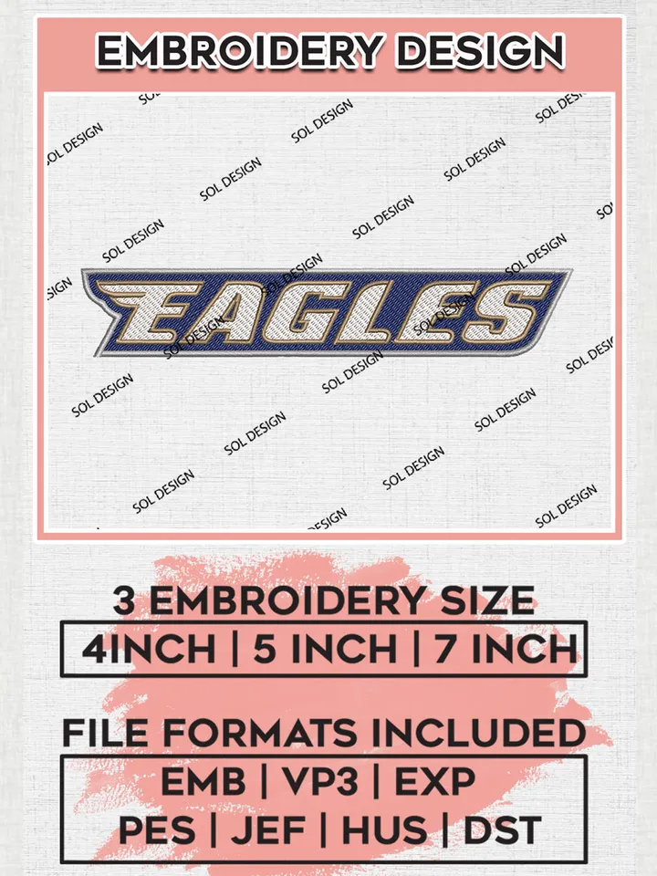 NCAA Eagles Writing Logo embroidery designs, NCAA Georgia Southern Eagles Machine embroidery designs, NCAA embroidery designs, Machine embroidery designs, Digital Download