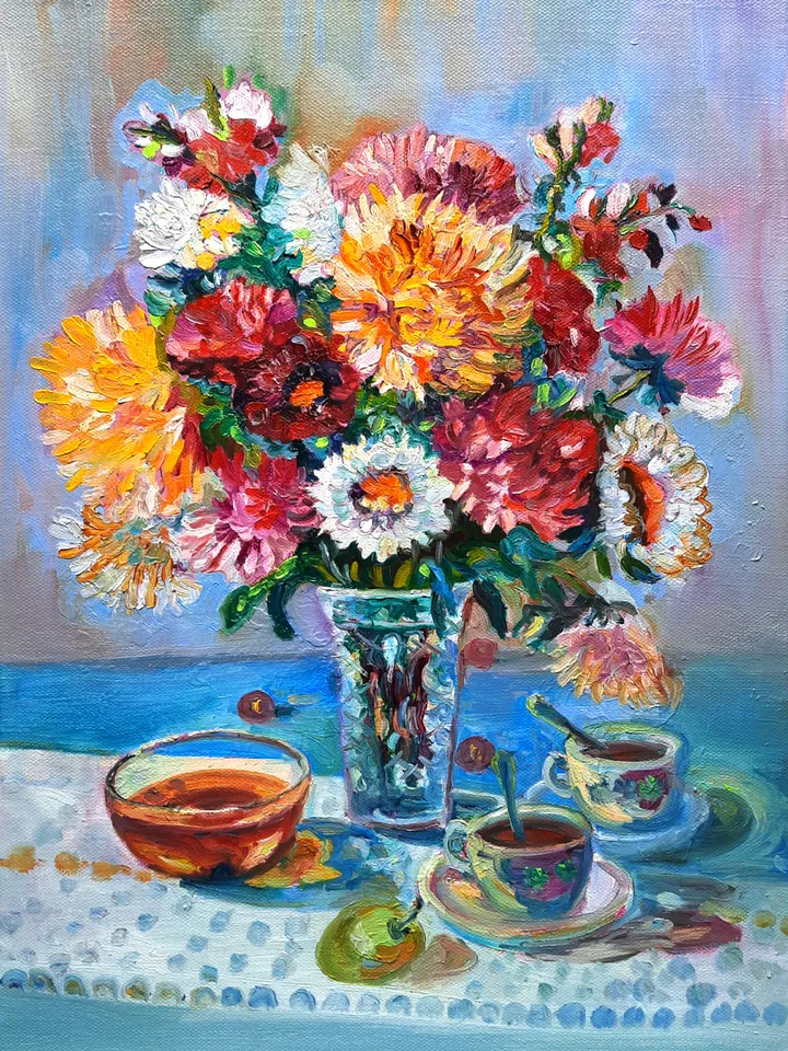 Flowers Art Floral Original Oil Painting Impasto Oil on Canvas