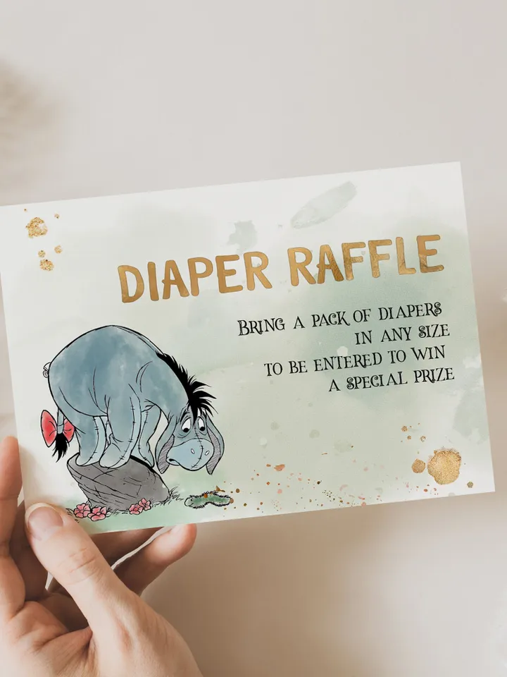 Classic Winnie Pooh Baby Shower diaper raffle; Neutral Baby Shower Template; Winnie Baby Shower diaper raffle; Honey Bear; Winnie Pooh wp9