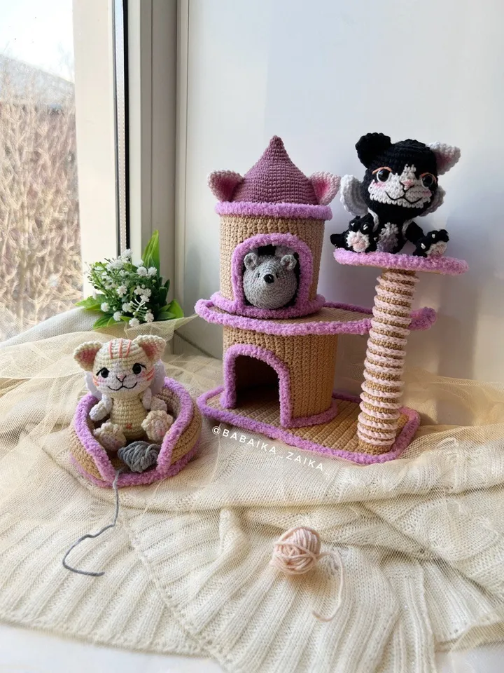 PDF Crochet Pattern Сat Paradise Amigurumi cat pattern, Crochet Mouse, Cute cat, Amigurumi animal, Crochet animal, Amigurumi House Pattern